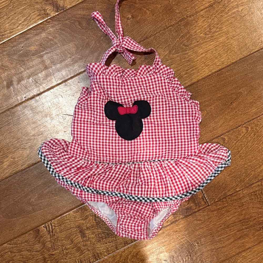 Kids Red Gingham Swim Set